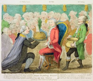 「彼の栄光に満ちたプラムプディングビリー」、1784年（カラー彫刻）
